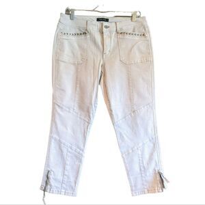 White House Black Market Jeans Women's 10 Slim Crop Cotton Spandex Cream New